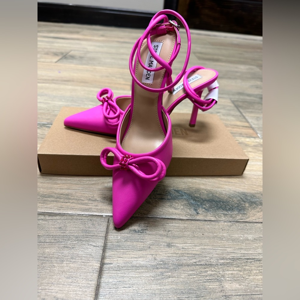 Steve Madden Hot Pink Pointed Toe Ankle Strap Heels